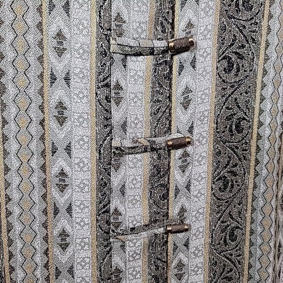 Vtg Pride & Joy Womens Size 12P Green Swirl Geometric Design Cross Over Buttons - Picture 4 of 16